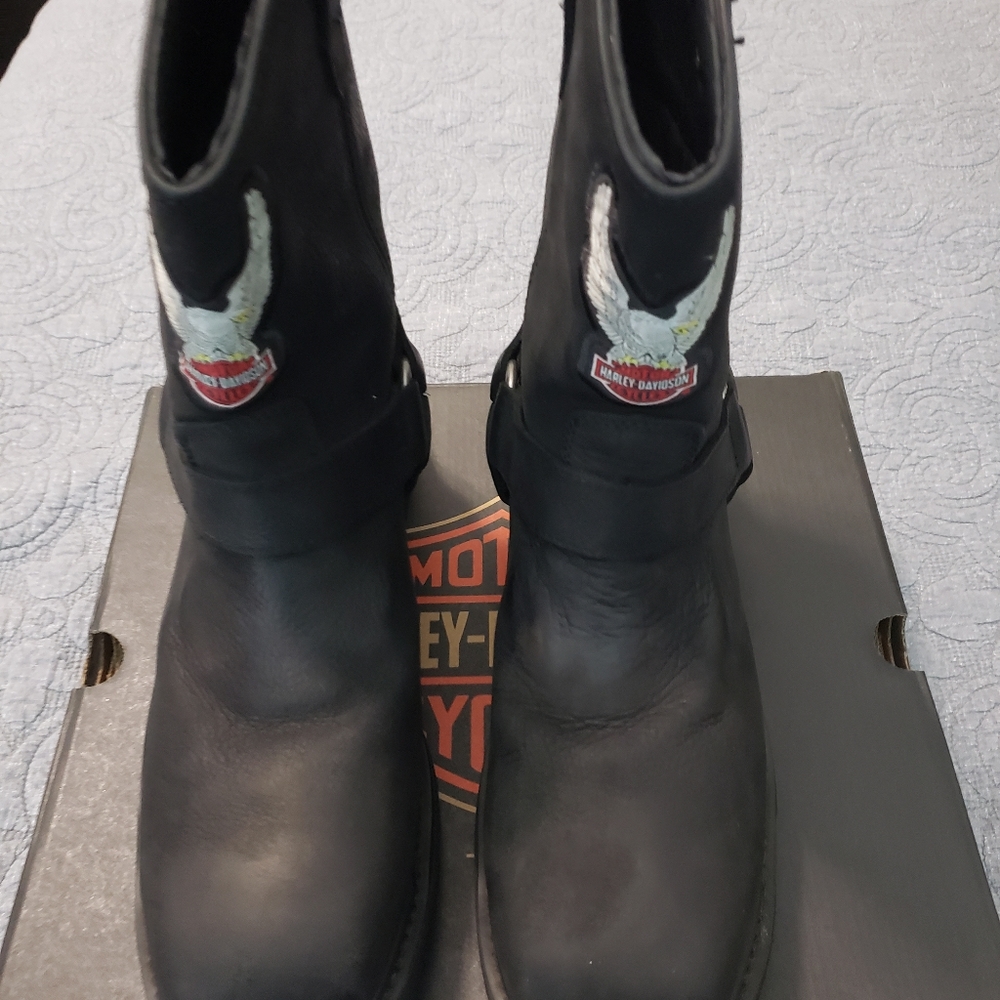 Mens harley-davidson black leather motorcycle boots 9.5